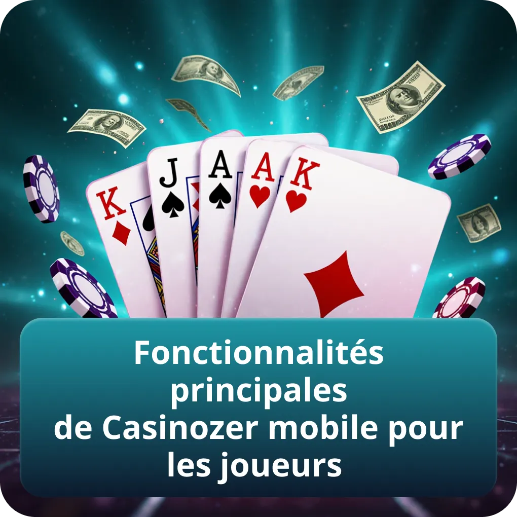 Fonctionnalités principales de Casinozer mobile pour les joueurs